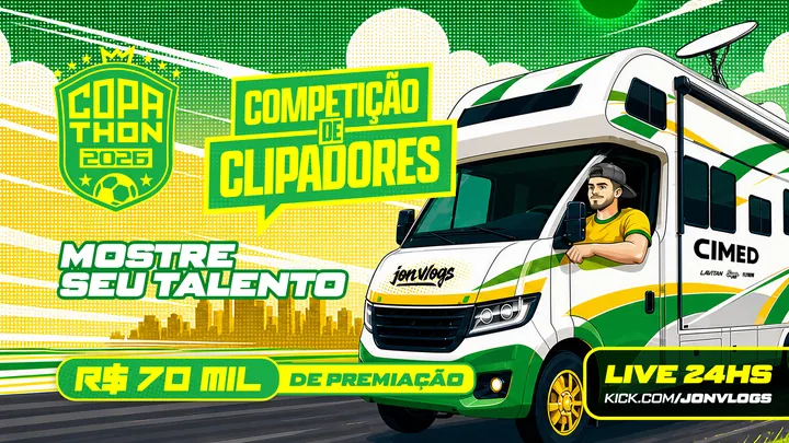 Arte da Competição de Clipadores do Copathon: R$ 70 mil de premiação, live 24 horas na Kick